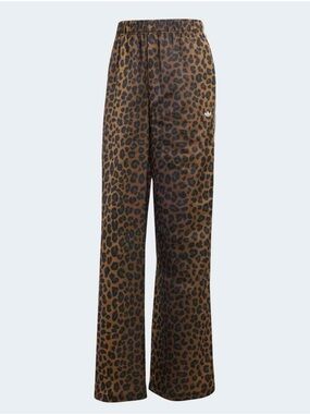 adidas Originals Brown Leopard Wide Leg Track Pants with White 3-Stripes